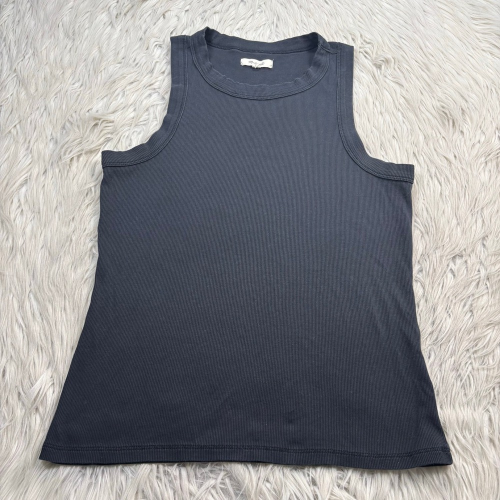 Madewell Women's M Black Ribbed High Neck Tank Layering Basic Classic